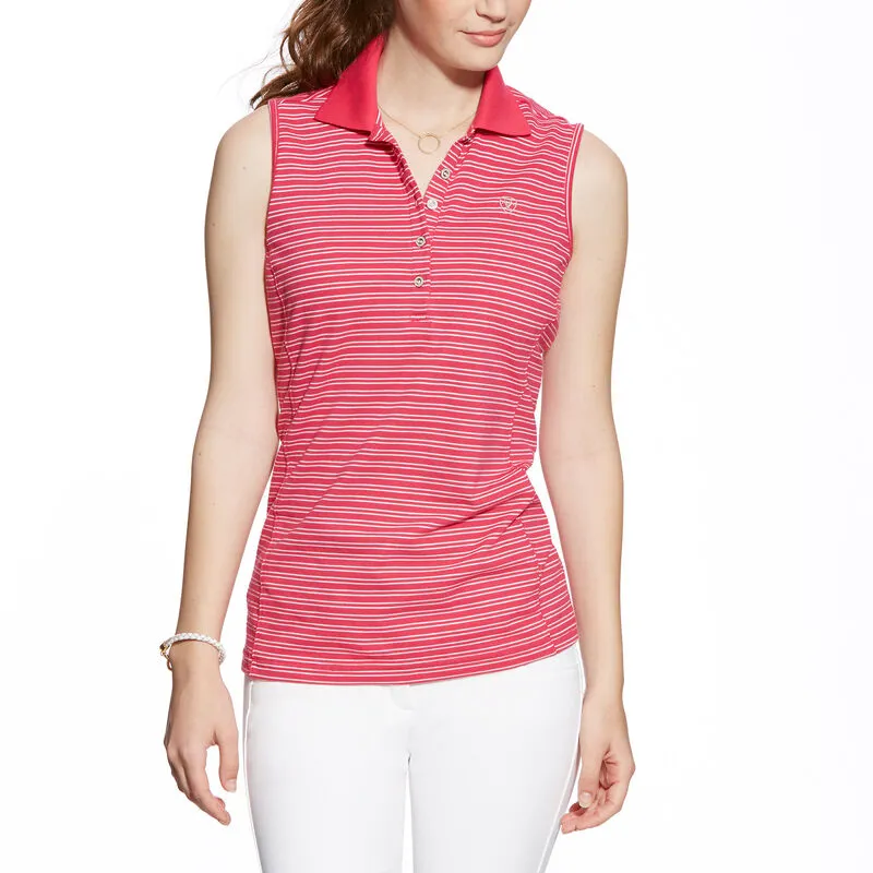 Ariat Prix Sleevless Polo - Pink Clash Stripe 